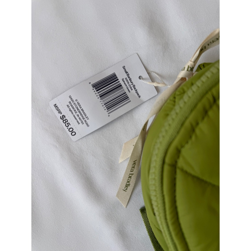 Vera Bradley Small Banbury Backpack Spinach Green Quilted Puffer 50515-21354 NEW - Picture 4 of 6